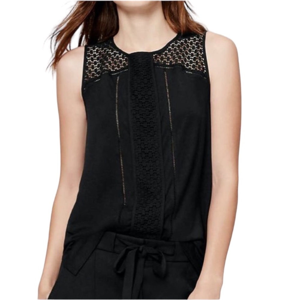 LOFT Sleeveless Lace Yoke Shell Crochet Top/Tank